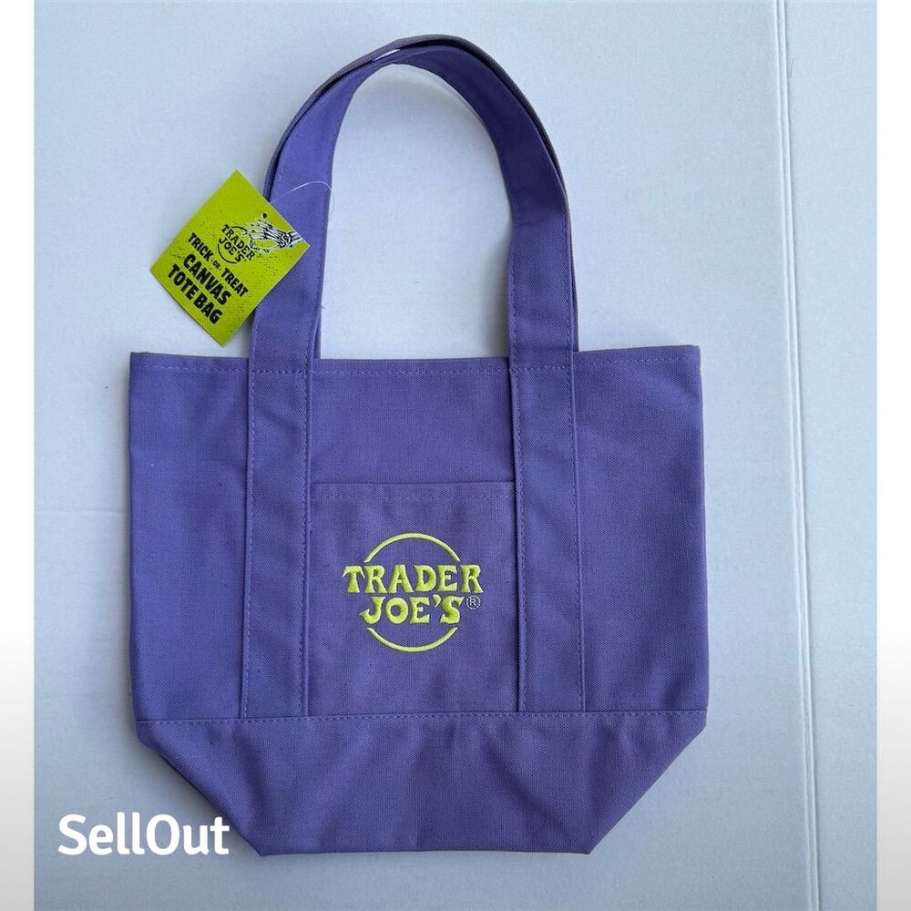 Trader Joe's Halloween Purple Trick or Treat Tote Bag Unisex - Picture 2 of 3